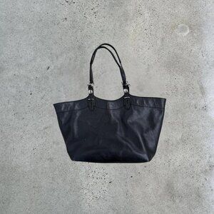 2000s black leather Coach tote bag
